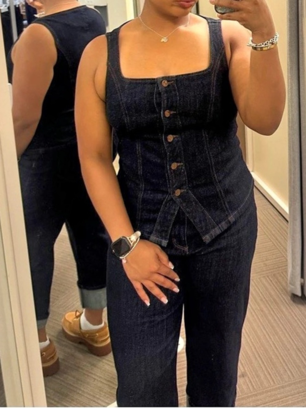 Button Front Denim Set - Loft - Picture 2 of 2